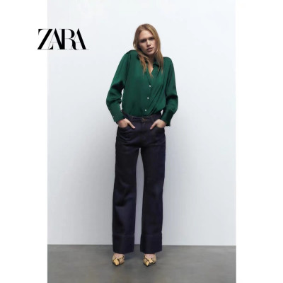 ZARA Autumn and Winter New Women's Satin Drop Shirt 8741256 529