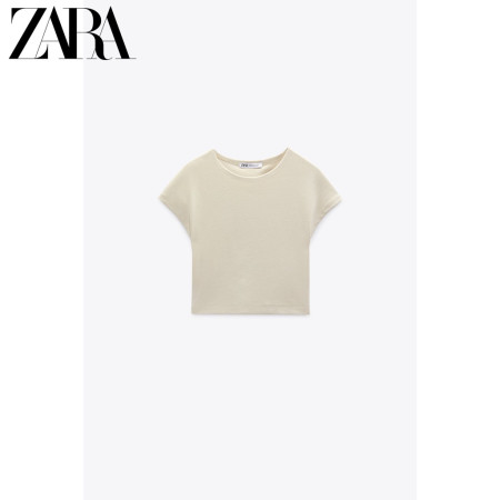 ZARA New Women's Short Sleeve Round Neck Cotton Short T-shirt 3641312 630
