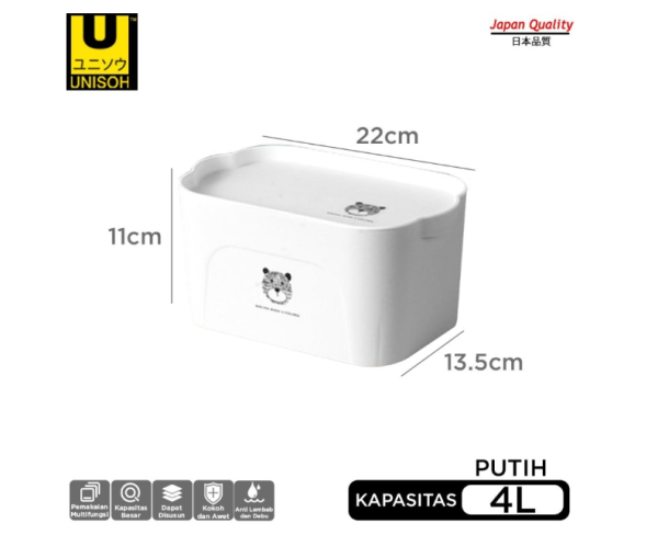 UNISOH KOTAK PENYIMPANAN STORAGE BOX MULTIFUNGSI UKURAN BESAR - Putih, 4L