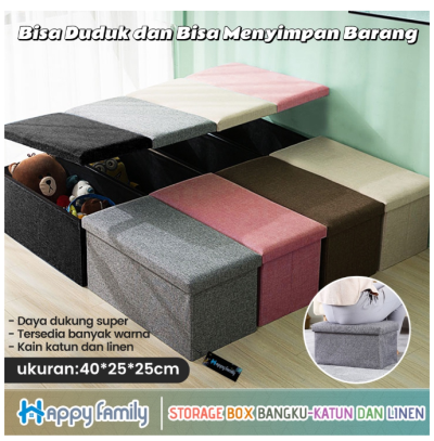 HappyFamily Bangku Kursi Penyimpanan Barang Storage Box Serbaguna Organizer Box Kotak Penyimpanan 5 Warna