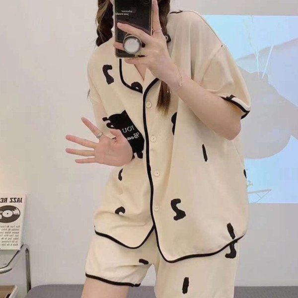 Baju Tidur Piyama Import Wanita Korea Lengan Pendek Celana Pendek