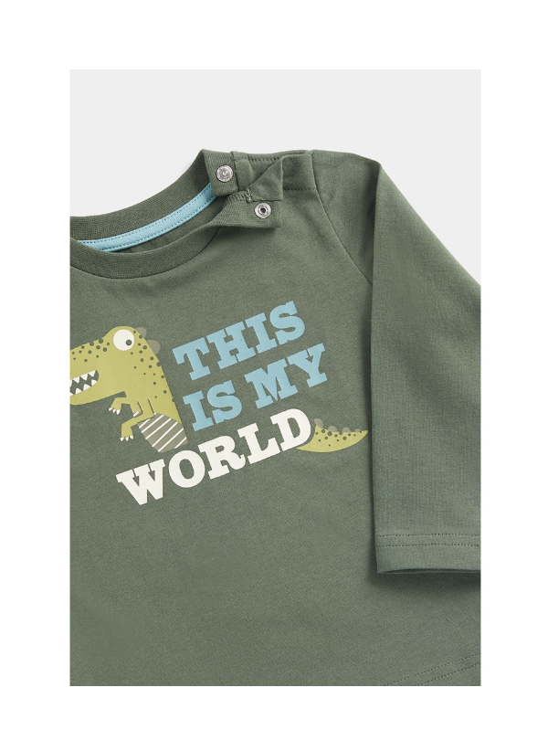 Mothercare Green Dinosaur Long-Sleeved T-Shirt - Kaos Bayi Laki-laki (Hijau)