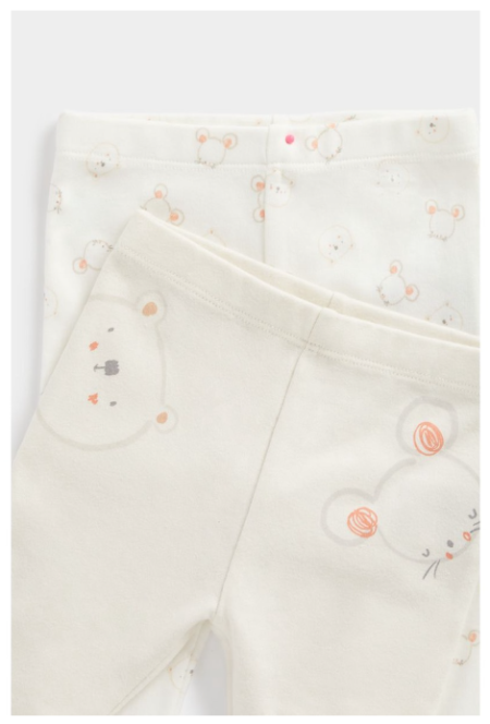 Mothercare Bear and Mouse Leggings - 2 Pack - Celana Panjang Bayi Unisex (Multicolor)