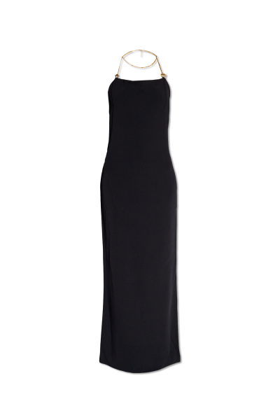BOTTEGA VENETA BLACK HALTERNECK DRESS