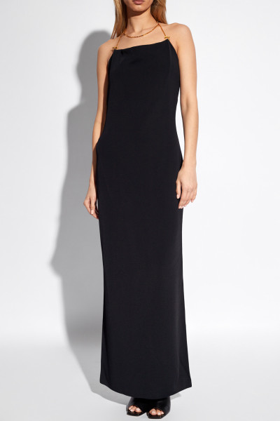 BOTTEGA VENETA BLACK HALTERNECK DRESS
