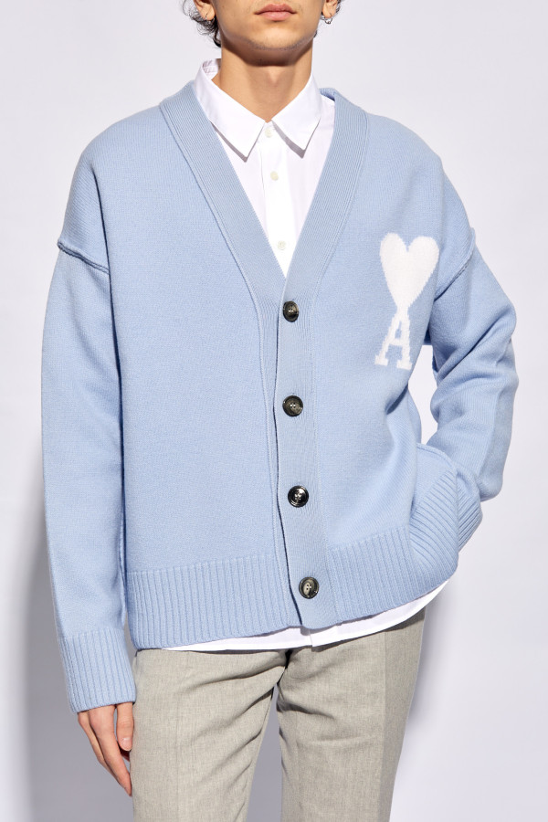 AMI ALEXANDRE MATTIUSSI BLUE WOOL CARDIGAN