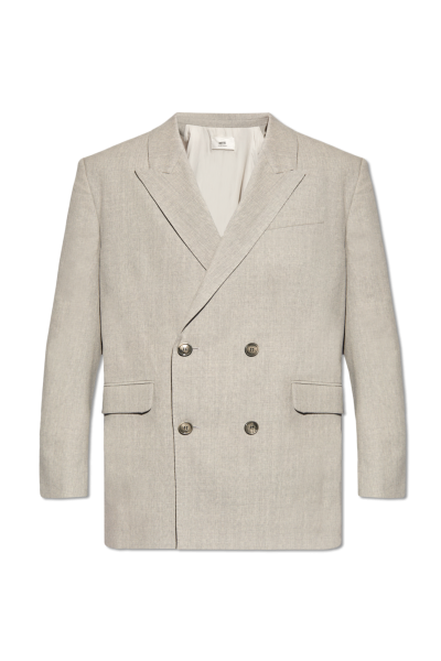 AMI ALEXANDRE MATTIUSSI GREY DOUBLE-BREASTED BLAZER