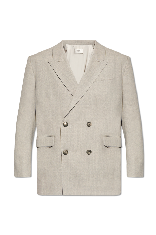 AMI ALEXANDRE MATTIUSSI GREY DOUBLE-BREASTED BLAZER