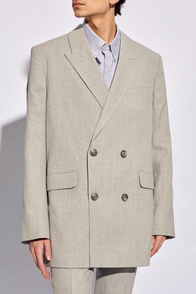 AMI ALEXANDRE MATTIUSSI GREY DOUBLE-BREASTED BLAZER