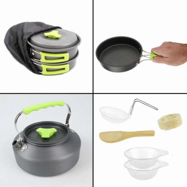 Set 7PCS Peralatan Panci Alat Masak Susun Lipat Piknik Camping Kemah