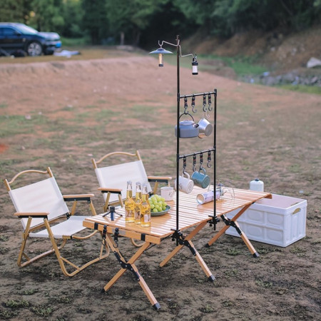 Camping Desktop Shelves Outdoor BBQ Rak Penyimpan Peralatan Makan