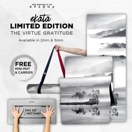Matras Yoga Mat 5mm & 2mm Ekata Rubber Mat | The Virtue - Faith - Gratitude, 5mm