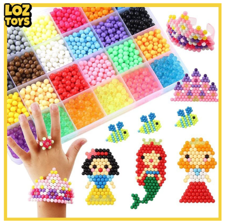 LOZTOYS Magic Aqua Beads Kit 16 Warna Aquabeads Magical Beads DIY Water Beads Hadiah Mainan Anak