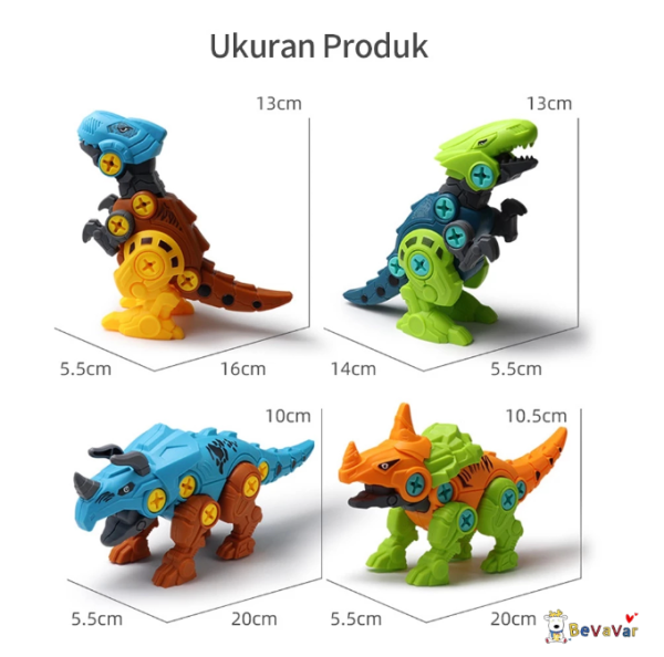 BEVAVAR Mainan Edukasi Anak Diy Dinosaurus Bongkar Pasang Obeng