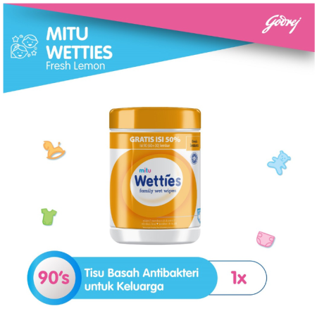 Mitu Tisu Basah Antiseptic Lemon Bottle Family Pack 90 pcs
