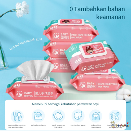 BEVAVAR 5 Pack/Set Tisu Basah Bayi Baby Wipes Newborn Hand and Mouth