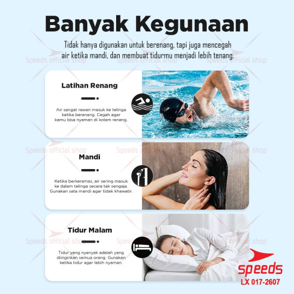 SPEEDS Ear Plug Ear Clip Penutup Hidung Anti Air