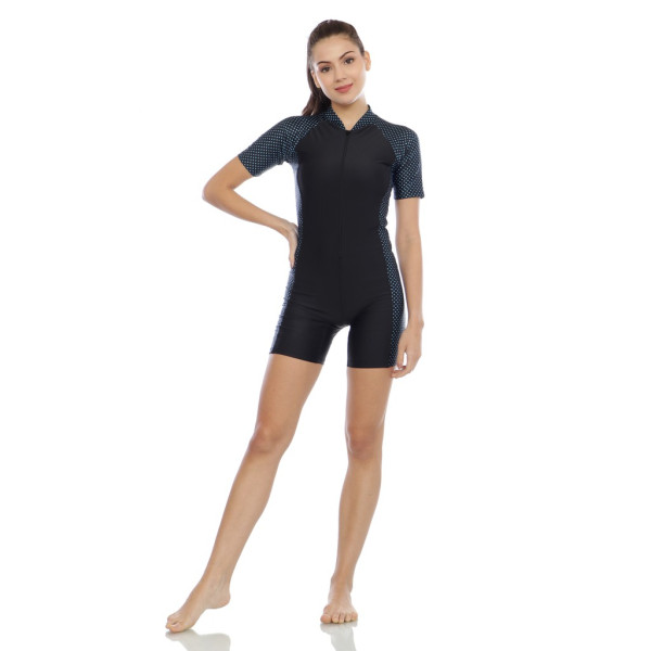 baju renang wanita diving dewasa motif corak lengan pendek