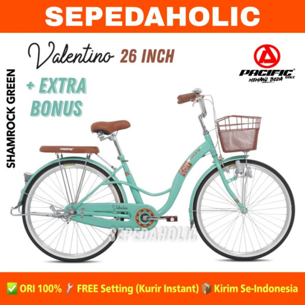 Sepeda Keranjang Dewasa PACIFIC VALENTINO Ukuran 20 24 26 Inch City Bike Keranjang