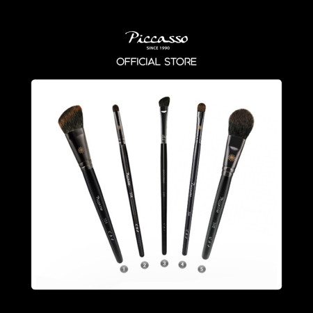 PICCASSO European Squirrel Hair Series Brush Set 5 pcs (Kuas Makeup) Set Lengkap Brush Makeup