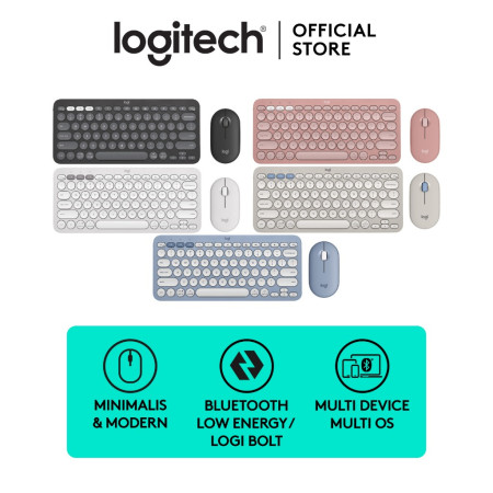 Logitech Pebble 2 Combo, Keyboard dan Mouse Wireless Bluetooth® Multi Perangkat