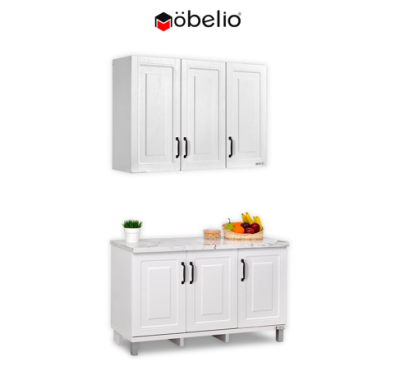 MOBELIO - Vellen Kitchen Set Lemari Sayur Atas dan Bawah 2 Pintu 3 Pintu Minimalis Scandinavian
