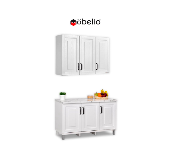 MOBELIO - Vellen Kitchen Set Lemari Sayur Atas dan Bawah 2 Pintu 3 Pintu Minimalis Scandinavian