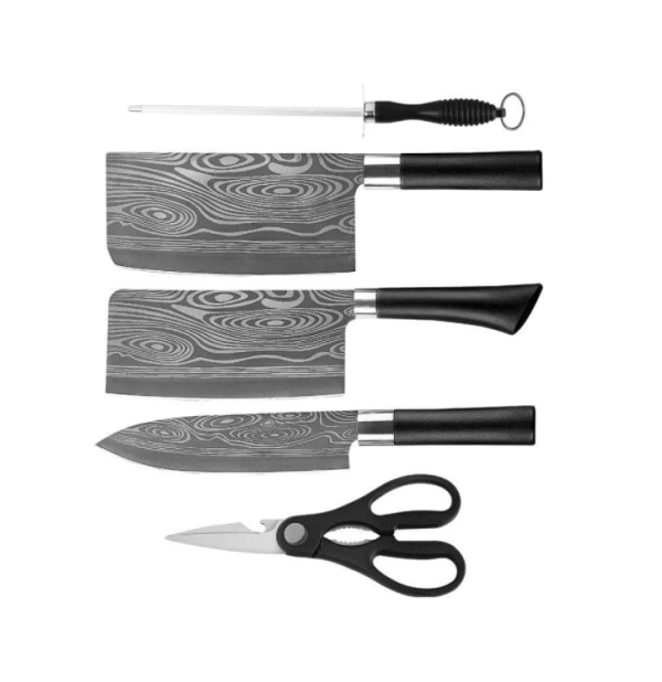 Canel & Co 6In1 Knife Set Cleaver Slicing Chef Knife Scissors Sharpene