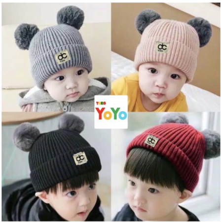 TokoYoyo Topi bayi rajut newborn / Kupluk bayi rajut / Topi kupluk bayi pom pom