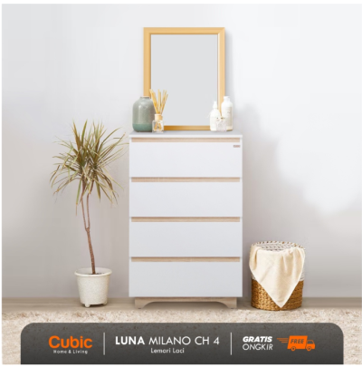 Cubic Chest Drawer Minimalis / Lemari Laci 4 Susun Serbaguna / LUNA MILANO CH 4