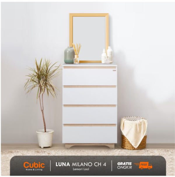 Cubic Chest Drawer Minimalis / Lemari Laci 4 Susun Serbaguna / LUNA MILANO CH 4