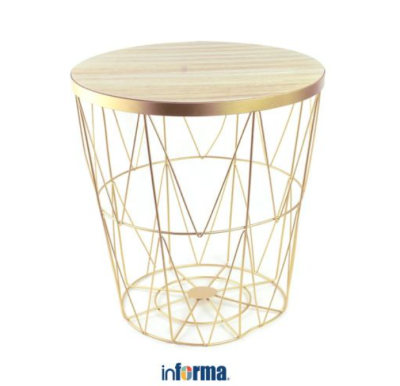 Informa Topaz Meja Tamu Dengan Penyimpanan - Gold Coffee Table Meja Ruang Tamu Mdf Metal Serbaguna Furniture Rumah Aesthetic Meja