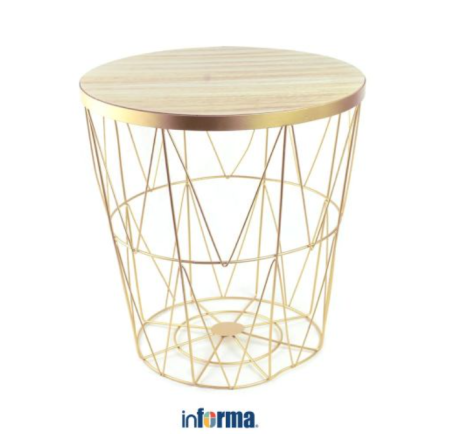 Informa Topaz Meja Tamu Dengan Penyimpanan - Gold Coffee Table Meja Ruang Tamu Mdf Metal Serbaguna Furniture Rumah Aesthetic Meja