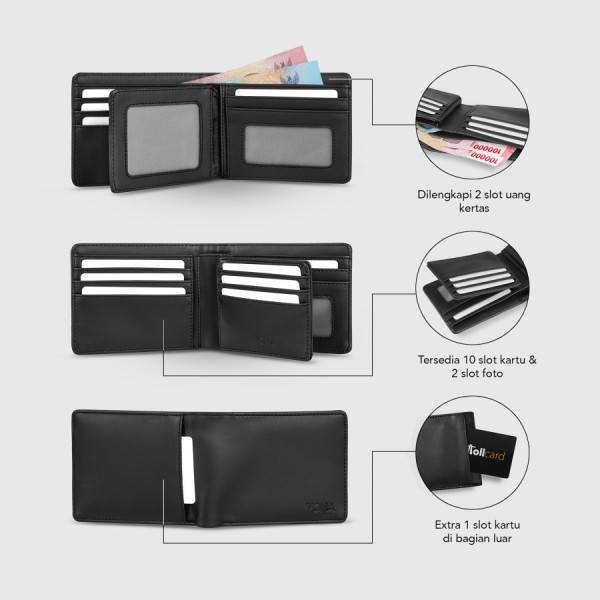 VONA Penn Wallet - Dompet Pria Lipat Pendek Extra Slot Kartu Kulit PU - Almond