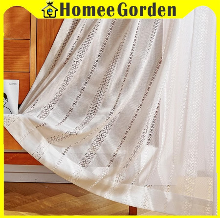 Vitrase polos renda Tirai Gorden Jaring Horden Pintu Jepang Style - L100xT255(Jepit)