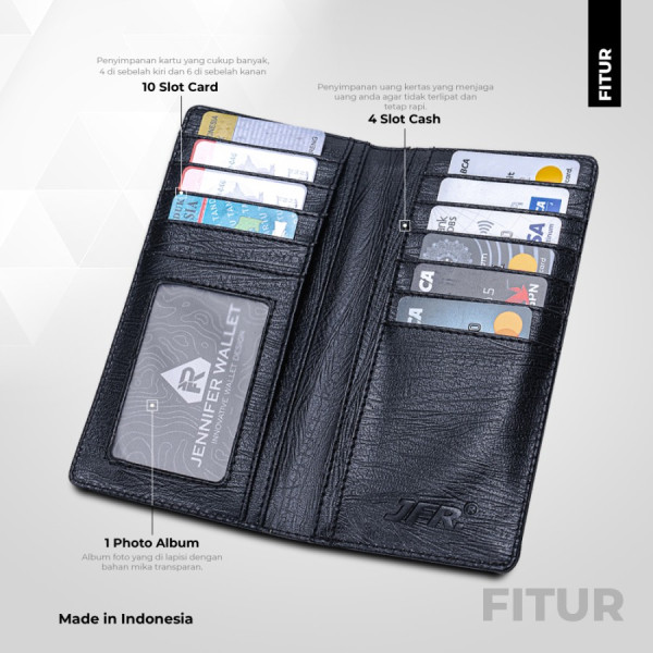 JFR Dompet Pria Bahan Kulit J37 Panjang - Hitam
