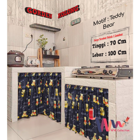 Gorden Kolong Dapur Minimalis Ukuran 100 x 70 cm + Gratis Tali Gorden