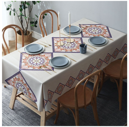 Homecart Taplak Meja Makan Premium 140 x 200cm Table Cloth Taplak Meja Tamu Anti Air Model Bohemian