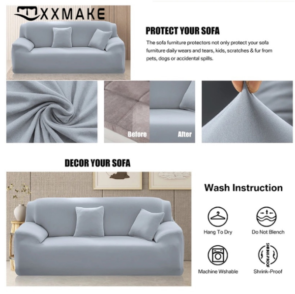 XXMake Cover Sofa Anti Selip Sarung Sofa Pattern Polos Seater 1 2 3 4 Motif Polos Elastic Sarung bantal sofa Cushion Protector Covers