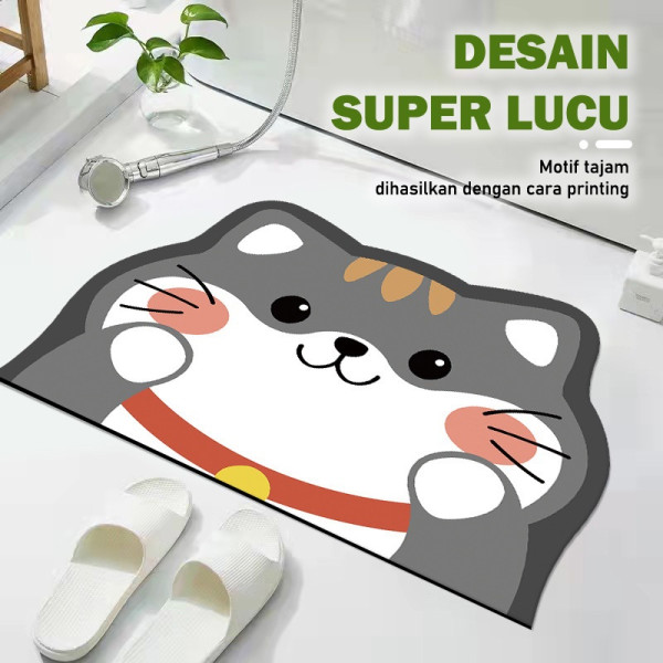 Keset Lantai Karakter Lucu Ukuran 40cm x 60cm Keset Kaki Anti Slip Bahan Tufted Nylon Tebal High Quality Daya Serap Tinggi - D3A4