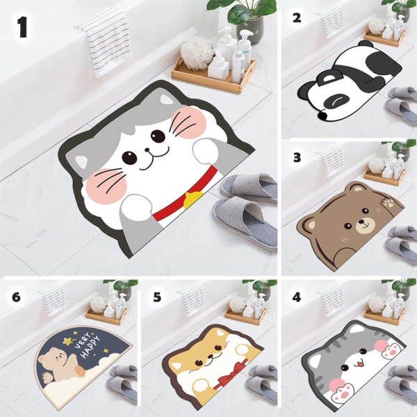 Keset Lantai Karakter Lucu Ukuran 40cm x 60cm Keset Kaki Anti Slip Bahan Tufted Nylon Tebal High Quality Daya Serap Tinggi - D3A4