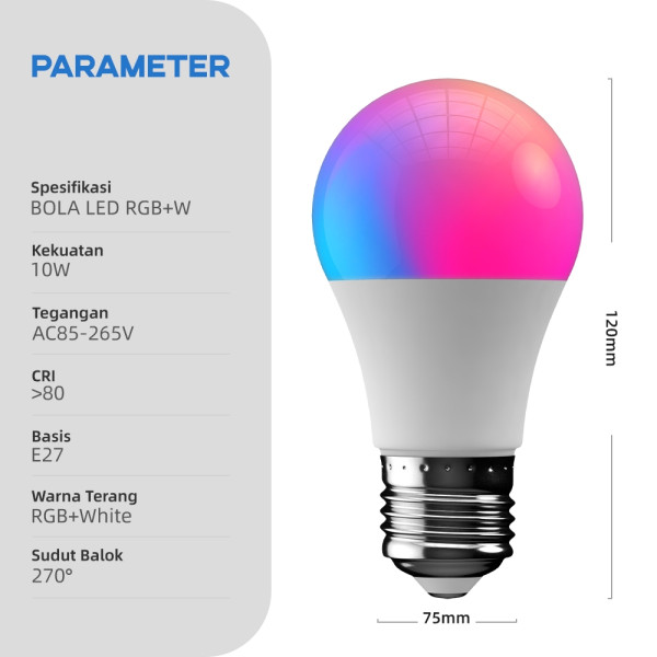 HAN RIVER X RONG RIVER Lampu Smart LED 10W APP Bohlam RGB Wifi Wireless IoT