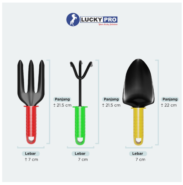LuckyPro Alat Berkebun Gardening Tools Sekop Skop Garukan Garpu Taman Mini Set L03PT