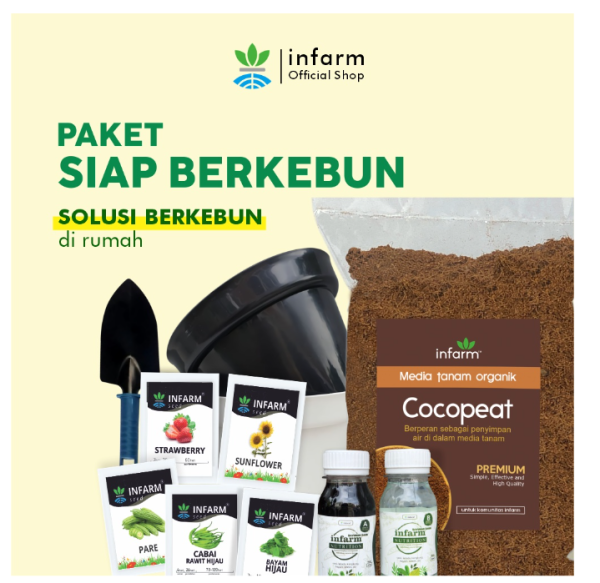INFARM - Paket Siap Peralatan Berkebun Pot Benih Sayuran Buah Nutrisi AB Mix Media Tanam Sekop