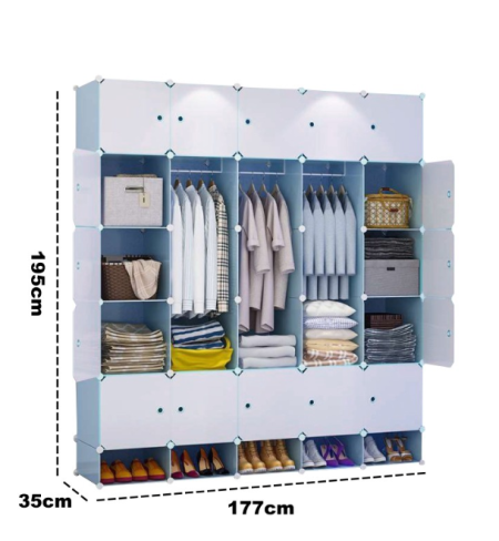 Orange Official Shop Lemari Pakaian Portable 25 Pintu 5 Rak Sepatu 3 Gantungan Lemari Serbaguna Lemari Polos lemari kuat dan kokoh