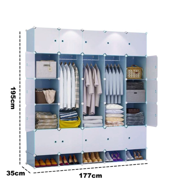 Orange Official Shop Lemari Pakaian Portable 25 Pintu 5 Rak Sepatu 3 Gantungan Lemari Serbaguna Lemari Polos lemari kuat dan kokoh