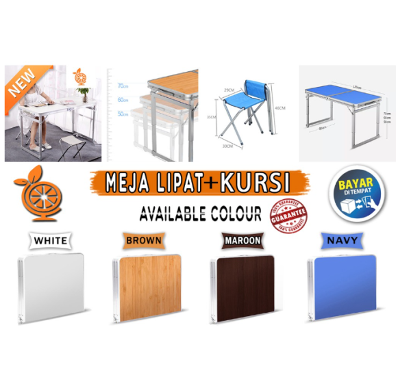 Orange Official Shop Meja Lipat portable Meja Koper meja makan lesehan meja lipat kayu meja serbaguna
