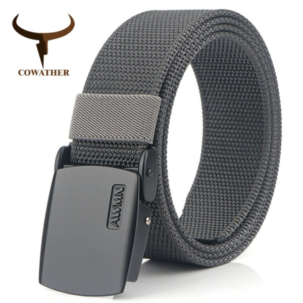 Cowather Ikat Pinggang Pria Canvas Sabuk Casual Nylon Premium CW-04 - Abu-abu