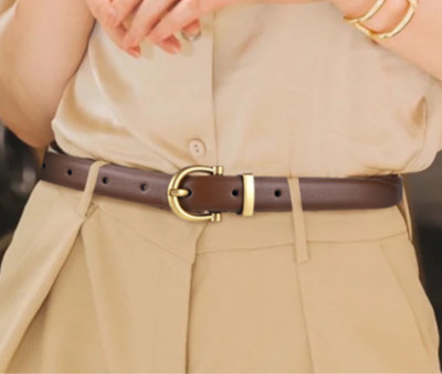 Bitzen Ikat Pinggang Wanita Kulit Sintesis Slim Casual Warna Warni - Kuning