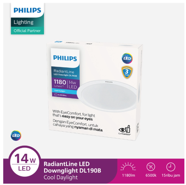Lampu Philips Radiantline Downlight DL190B D150 14W 65K Putih